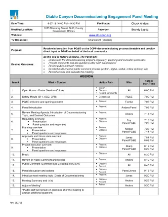 Diablo Canyon Decommissioning Engagement Panel Meeting 6-27-18 / 6:00 PM  9:30 PM  Chuck Anders