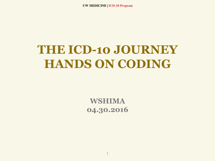 the icd 10 journey hands on coding