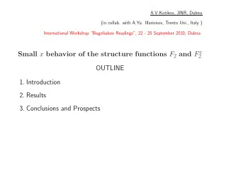 OUTLINE  1. Introduction  2. Results  3. Conclusions and Prospects  1. Introduction A. The