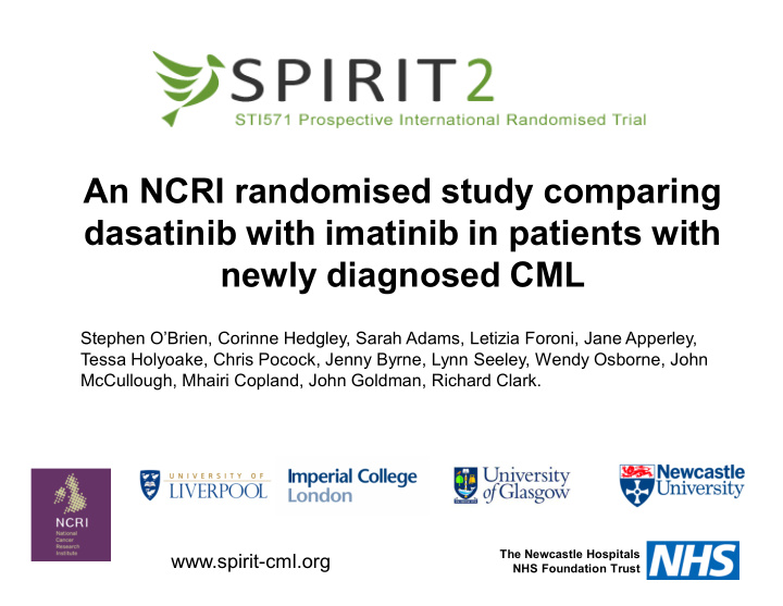 an ncri randomised study comparing dasatinib with