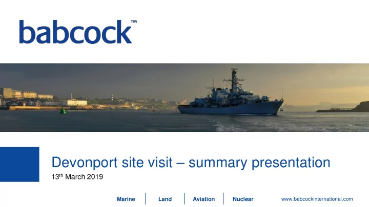 devonport site visit summary presentation