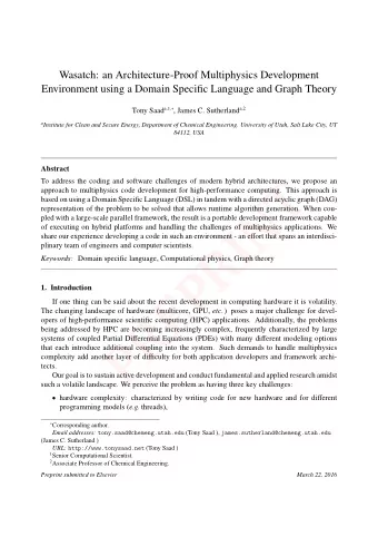 T  approach to multiphysics code development for high-performance computing. This approach is