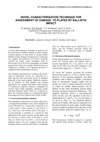NOVEL CHARACTERISATION TECHNIQUE FOR  ASSESSMENT OF DAMAGE  TO PLATES BY BALLISTIC IMPACT K. Kandan