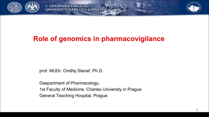 role of genomics in pharmacovigilance