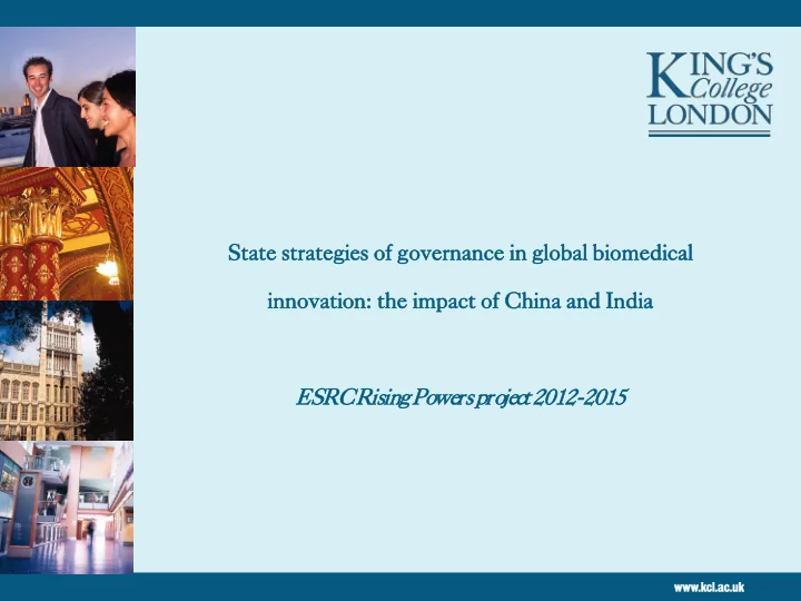 sta tate str trategie ies of governance in in global l