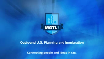 Outbound U.S. Planning and Immigration  Cross-border Tax Planning Considerations Tax Cuts and Jobs