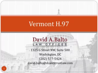 Vermont H.97  1325 G Street NW, Suite 500  Washington, DC  (202) 577-5424