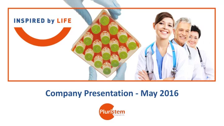 company presentation may 2016 forward looking statement