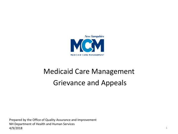 medicaid care management grievance and appeals