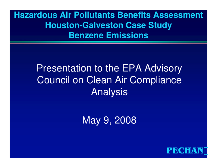 presentation to the epa advisory council on clean air
