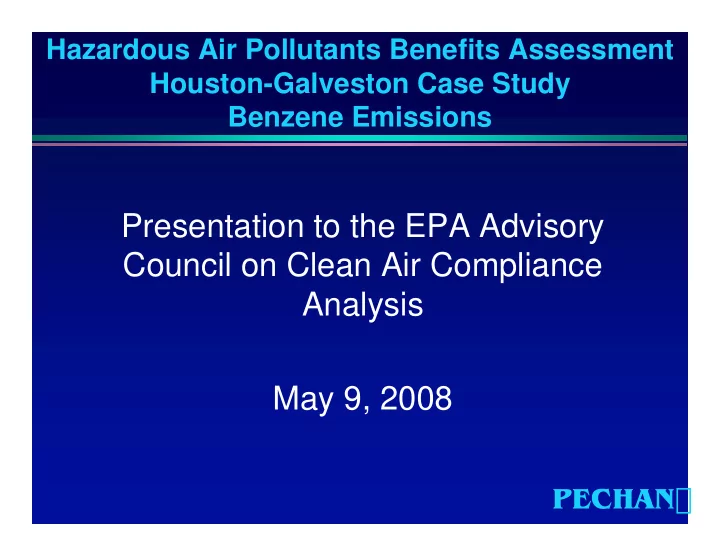 presentation to the epa advisory council on clean air