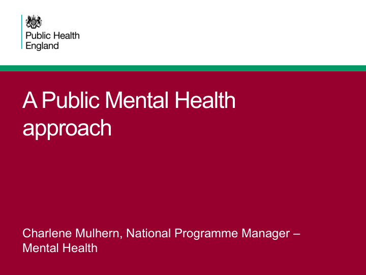 a public mental health approach