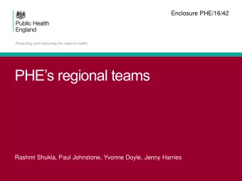 PHEs regional teams  Rashmi Shukla, Paul Johnstone, Yvonne Doyle, Jenny Harries  Regional