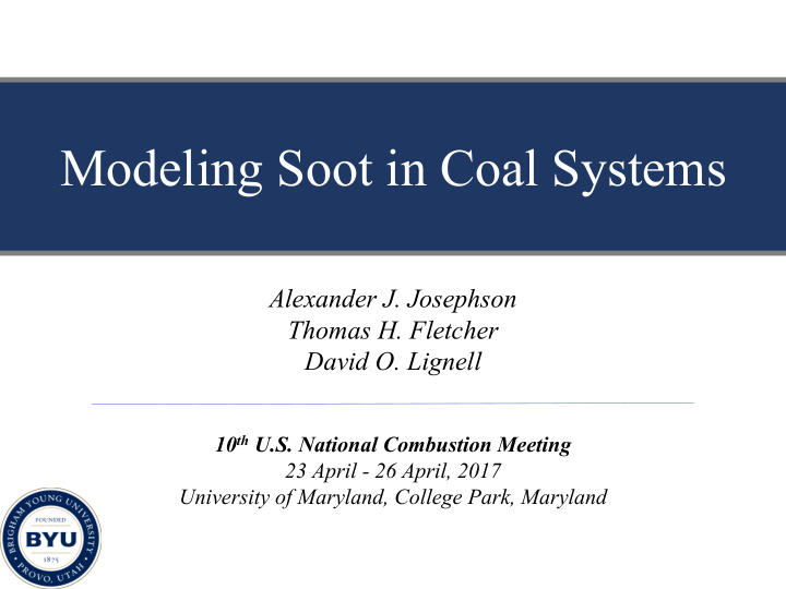 modeling soot in coal systems