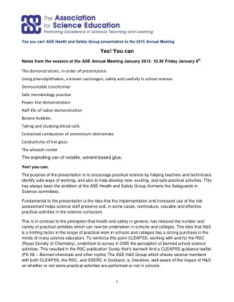 Yes! You can Notes from the session at the ASE Annual Meeting January 2015. 10.30 Friday January 9