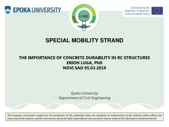 SPECIAL MOBILITY STRAND  THE IMPORTANCE OF CONCRETE DURABILITY IN RC STRUCTURES  ERION LUGA, PhD