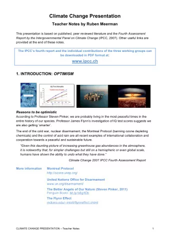 Climate Change Presentation Teacher Notes by Ruben Meerman This presentation is based on published,