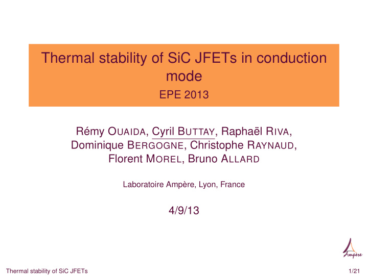 thermal stability of sic jfets in conduction mode