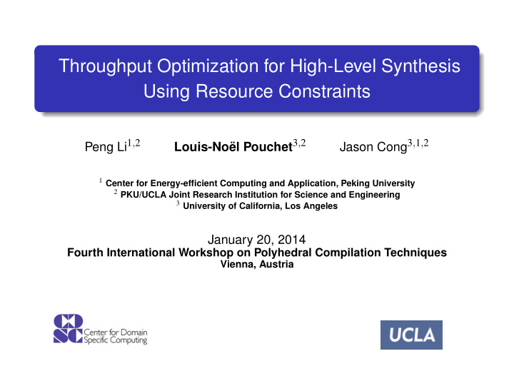 throughput optimization for high level synthesis using