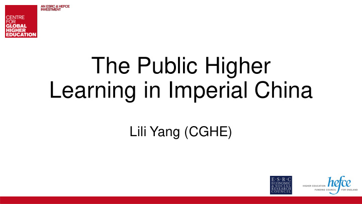 the public higher learning in imperial china