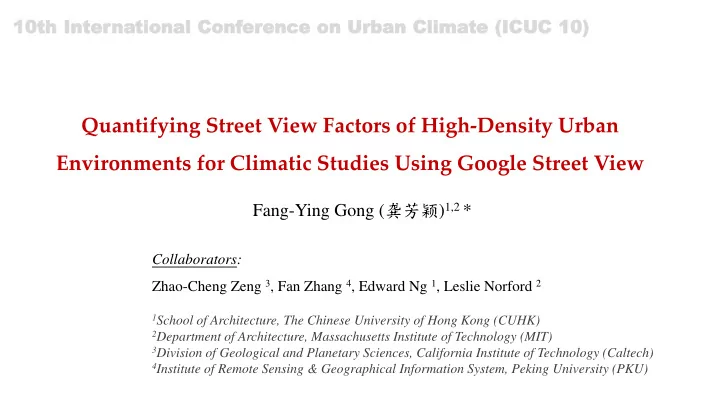 environments for climatic studies using google street view