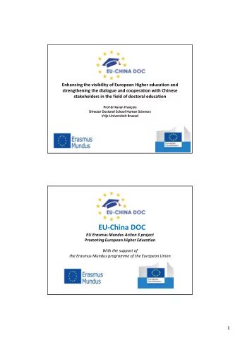 EU-China DOC  Enhancing the visibility of European Higher education and  strengthening the dialogue