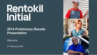 2014 Preliminary Results  Presentation  1  1  Welcome  27 February 2015  1  This presentation