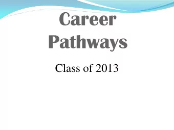 Career  Pathways  Class of 2013  a world of possibilities, explore...  Natural Resources  Why flip