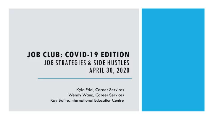 job club covid 19 edition
