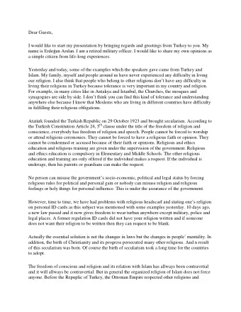 Dear Guests,  I would like to start my presentation by bringing regards and greetings from Turkey