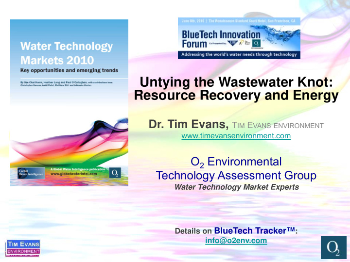 untying the wastewater knot resource recovery and energy
