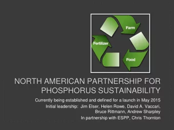 NORTH AMERICAN PARTNERSHIP FOR  PHOSPHORUS SUSTAINABILITY  Currently being established and defined