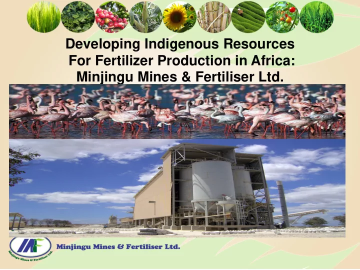 developing indigenous resources for fertilizer production
