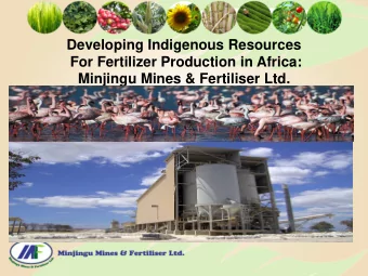Developing Indigenous Resources  For Fertilizer Production in Africa: Minjingu Mines &amp;