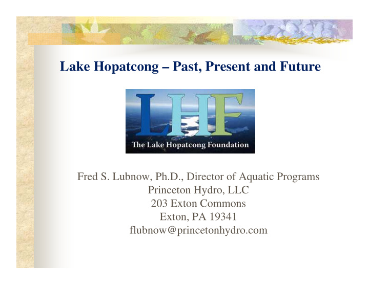 lake hopatcong past present and future