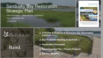 Sandusky Bay Restoration  Strategic Plan Plan Presentation  Sandusky City Commission  City of