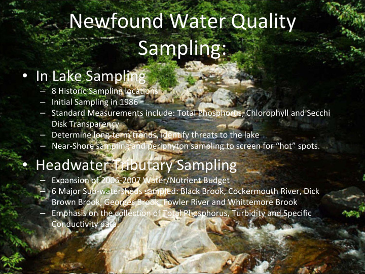 newfound water quality sampling in lake sampling 8