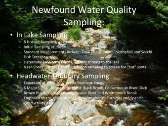 Newfound Water Quality  Sampling:  In Lake Sampling  8 Historic Sampling locations