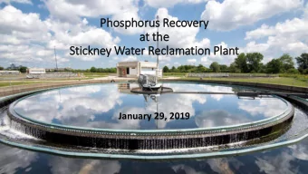 at the  Stic  ickney Water Reclamation Pla  lant  January 29, 2019  Background  Nutrient Standards