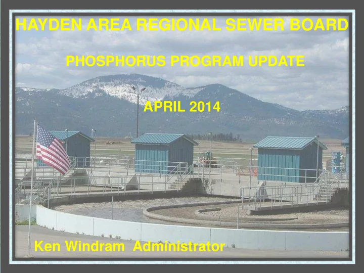 hayden area regional sewer board