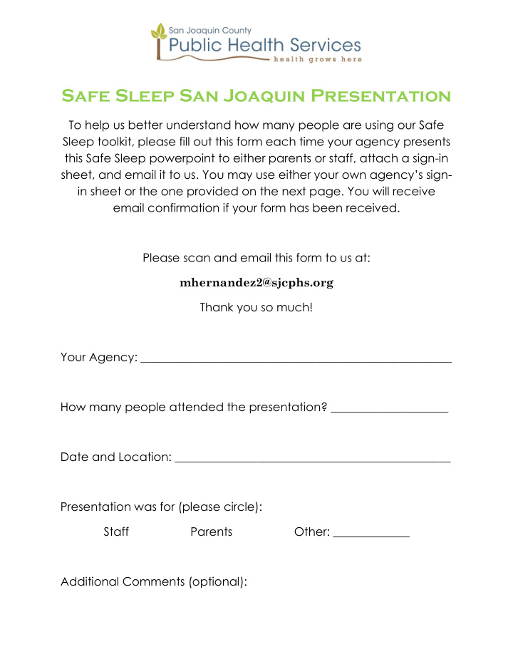 safe sleep san joaquin presentation