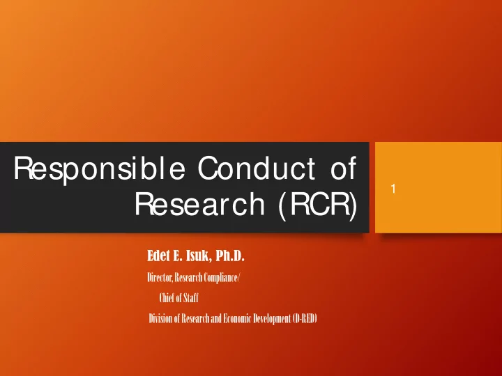 responsible conduct of