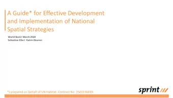 and Implementation of National  Spatial Strategies  World Bank I March 2020  Sebastian Elbe I
