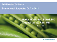 evaluation of suspected cad in 2011 nader m nader banki