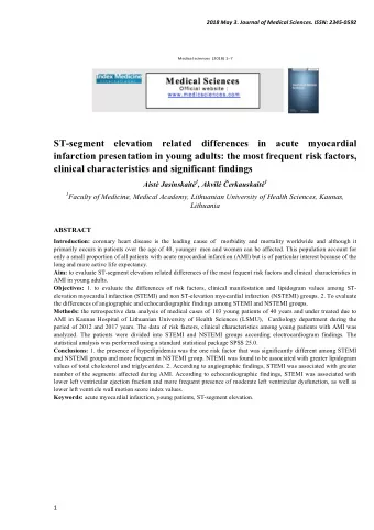 ST-segment elevation related differences in acute myocardial  infarction presentation in young