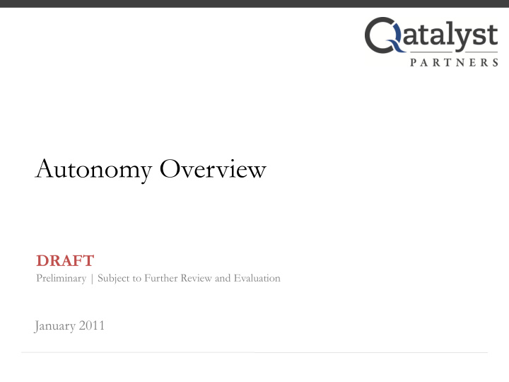 autonomy overview