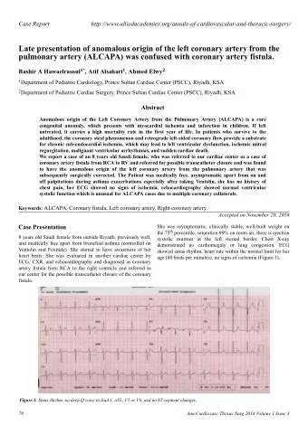 Late presentation of anomalous origin of the left coronary artery from the  pulmonary artery
