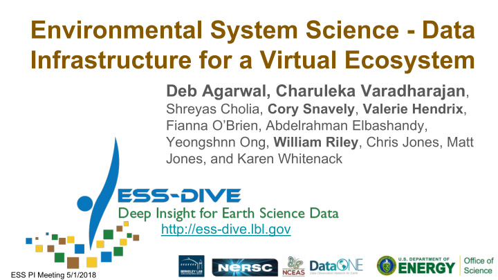 environmental system science data infrastructure for a