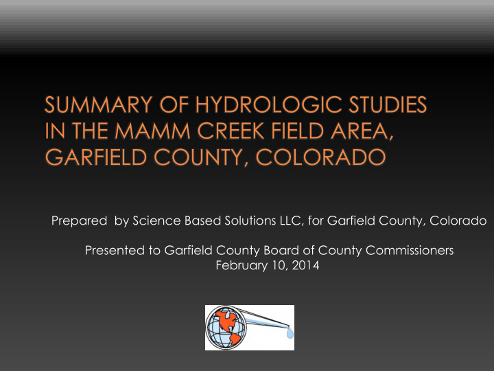 summary of hydrologic studies