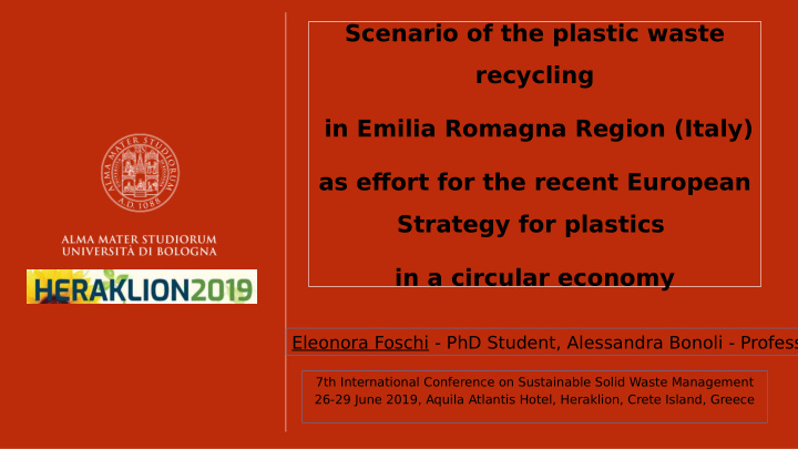 scenario of the plastic waste recycling in emilia romagna